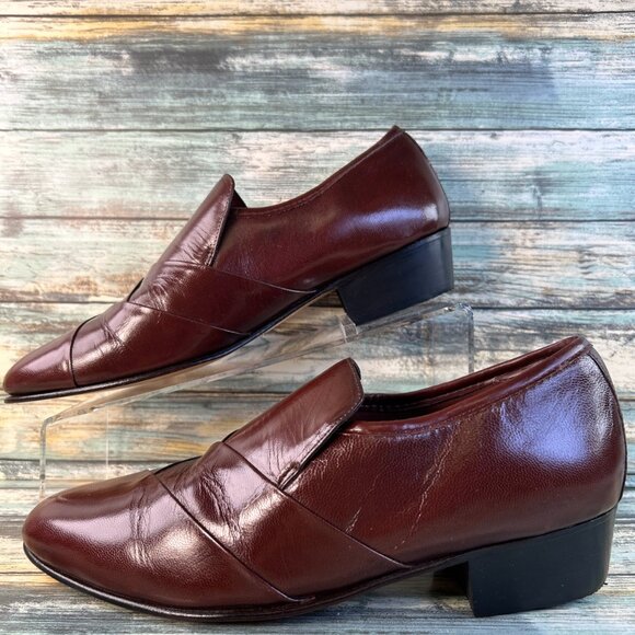 Stacy Adams Mens Loafers Size 9M Shiny Brown Leather Slip On Dress Shoes NEW main image 5